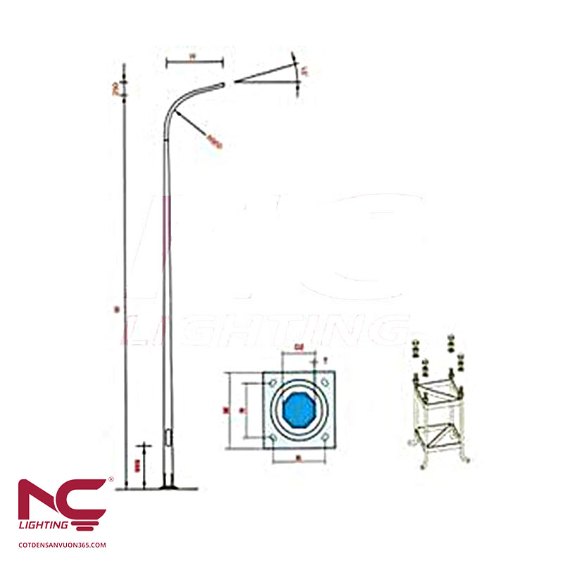 Cột Đèn Cao Áp 8m 5 Cột Đèn Cao Áp 8m