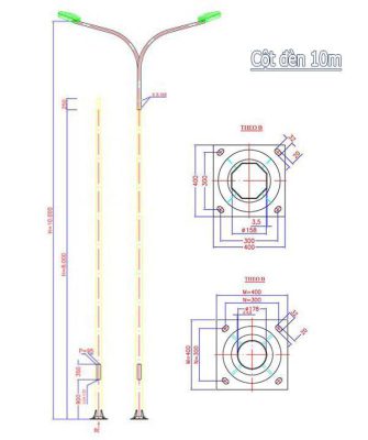 Thông số kỹ thuật của cột đèn cao áp 10m