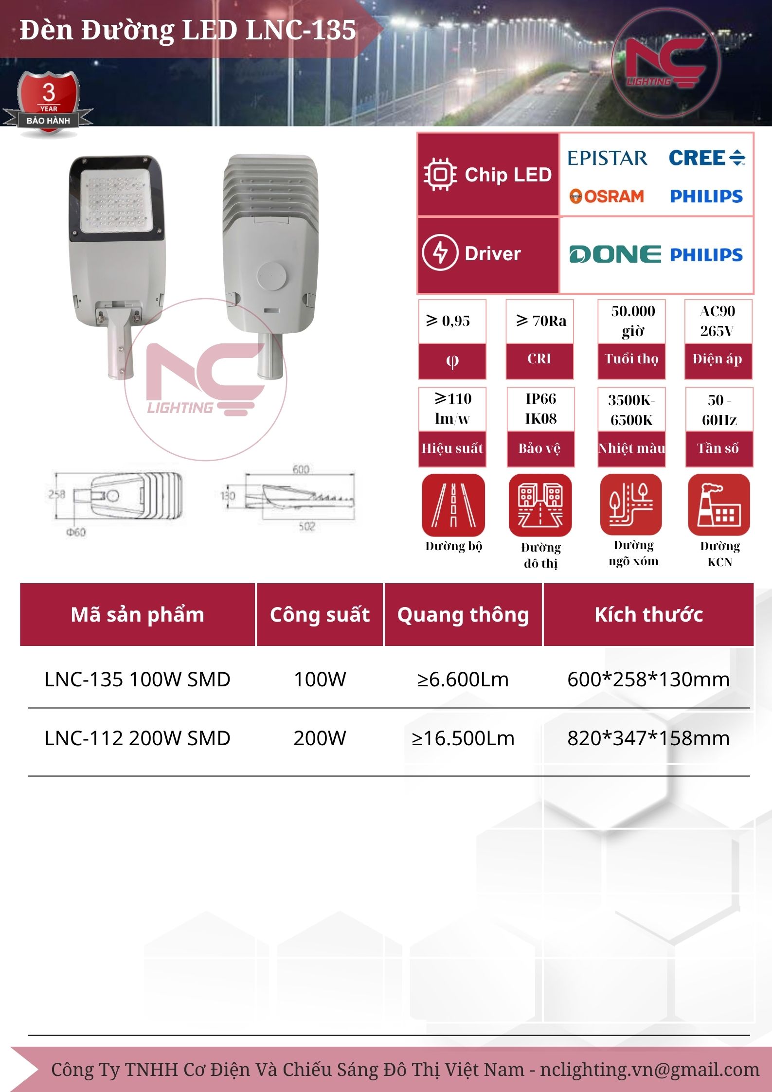 Catalouge đèn led LNC-135