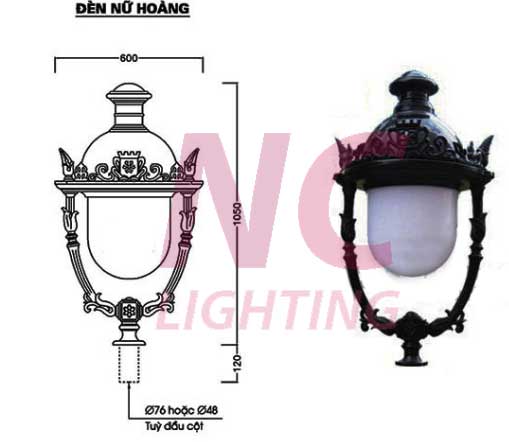 Chi tiết thiết kế đèn sân vườn nữ hoàng