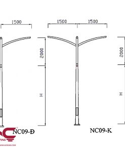 Cột đèn đường mạ kẽm NC-09