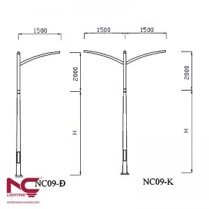 Cột đèn đường mạ kẽm NC-09