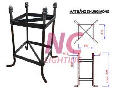 Bản vẽ khung móng cột đèn