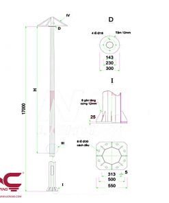 Cột Đèn Giàn Nâng Hạ 17m