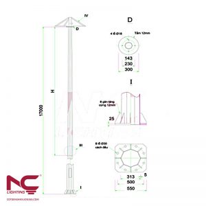 Cột Đèn Giàn Nâng Hạ 17m