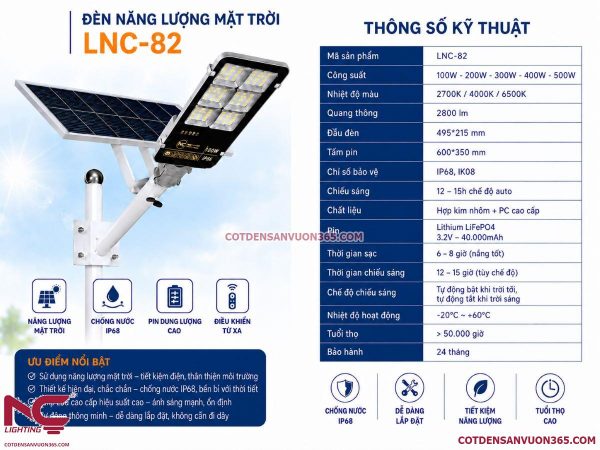Đèn Đường Năng Lượng Mặt Trời LNC-82