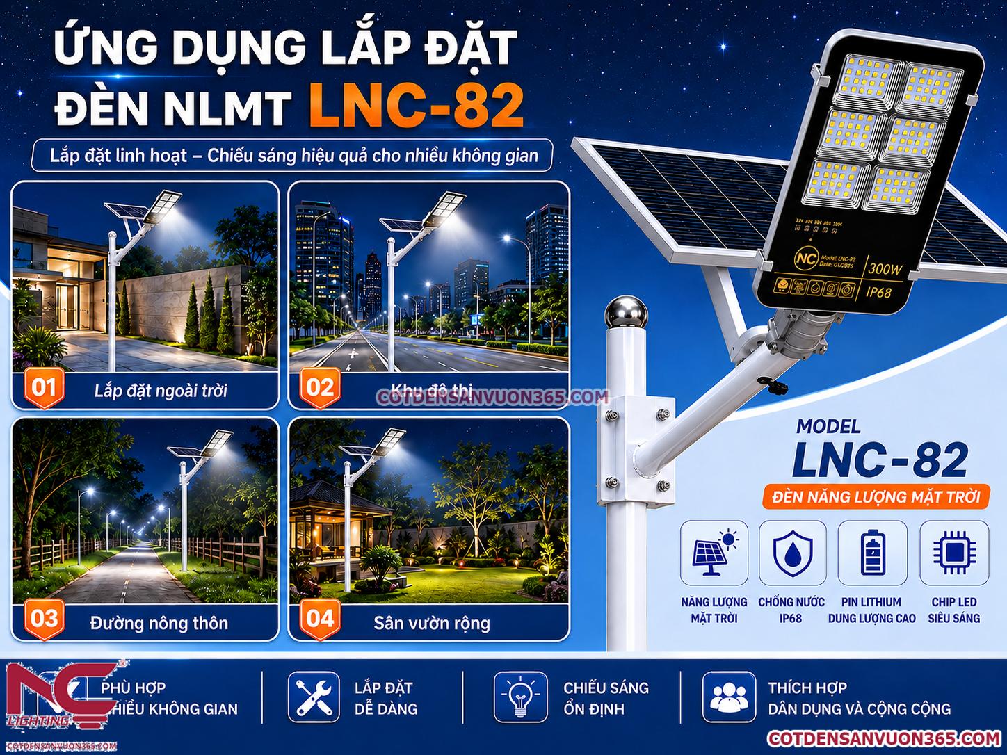 Đèn Đường Năng Lượng Mặt Trời LNC-82 12 Đèn Đường Năng Lượng Mặt Trời LNC-82