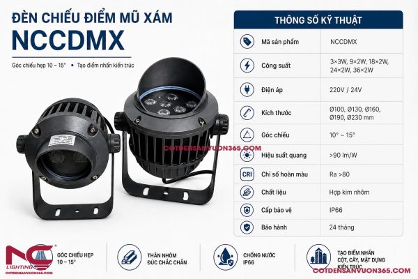 Đèn Chiếu Điểm Mũ Xám NCCDMX