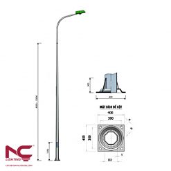 Cột Đèn Bát Giác Liền Cần Đơn