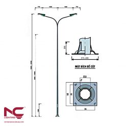 Cột Đèn Bát Giác Liền Cần Kép