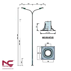 Cột Đèn Bát Giác Liền Cần Kép