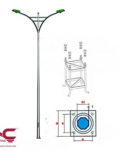 Cột Đèn Bát Giác Rời Cần Kép