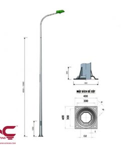 Cột Đèn Tròn Côn Liền Cần Đơn