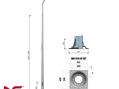 Cột Đèn Tròn Côn Liền Cần Đơn