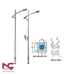 Cột Đèn Tròn Côn Rời Cần Đơn