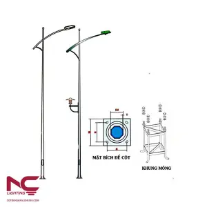 Cột Đèn Tròn Côn Rời Cần Đơn