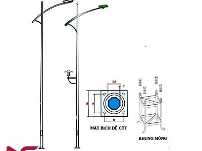 Cột Đèn Tròn Côn Rời Cần Đơn