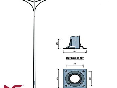 Cột Đèn Tròn Côn Rời Cần Kép