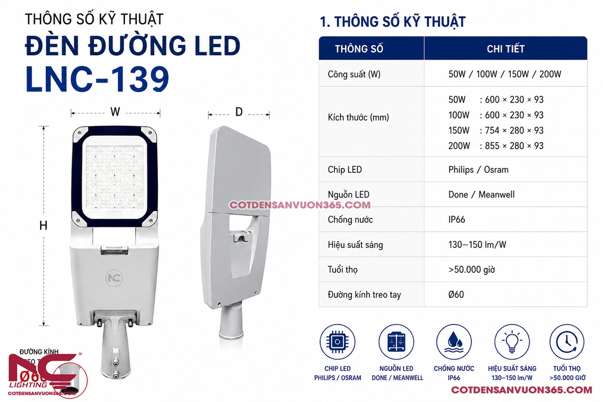 Đèn Đường Led LNC-139 11 Đèn Đường Led LNC-139