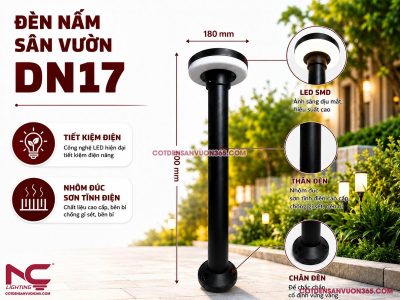 Đèn Nấm Mũ Đen DN17