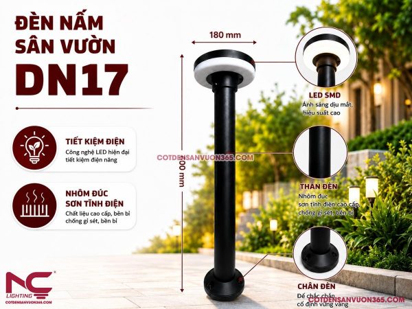 Đèn Nấm Mũ Đen DN17