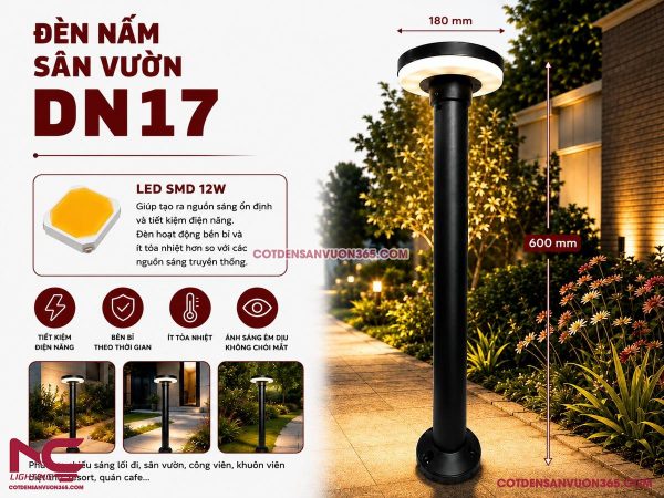 Đèn Nấm Mũ Đen DN17