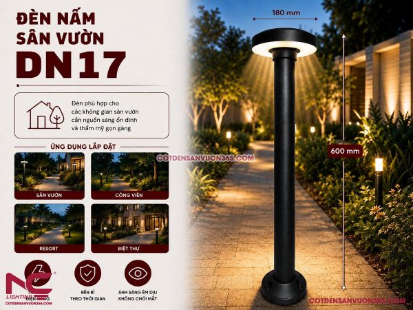 Đèn Nấm Mũ Đen DN17