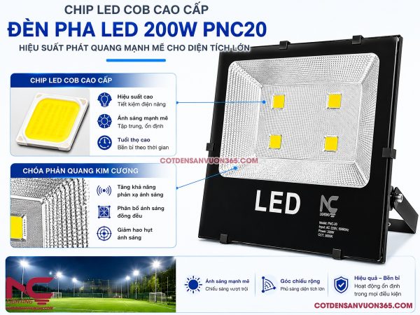 Đèn Pha Led PNC-20 P=200W 26 Đèn Pha Led PNC-20 P=200W