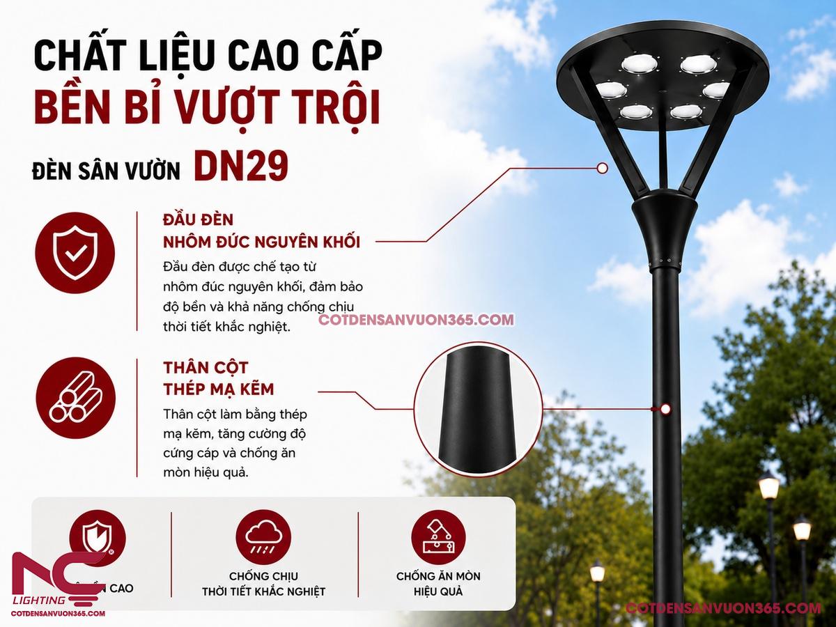 Đèn nấm sân vườn DN29 7 Cột đèn sân vườn DN29