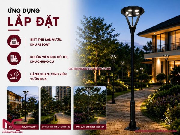 Đèn nấm sân vườn DN29 34 Cột đèn sân vườn DN29