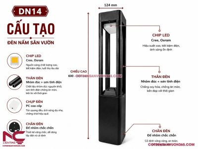 Đèn Nấm Sân Vườn DN14 17 Đèn Nấm Sân Vườn DN14