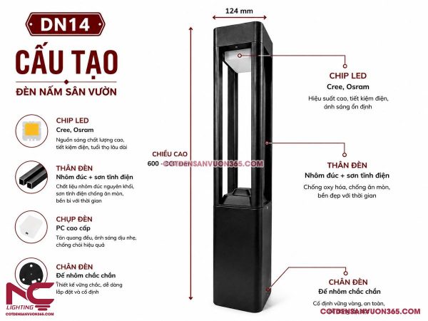 Đèn Nấm Sân Vườn DN14 28 Đèn Nấm Sân Vườn DN14
