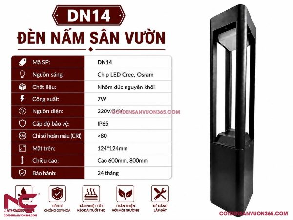 Đèn Nấm Sân Vườn DN14 25 Đèn Nấm Sân Vườn DN14