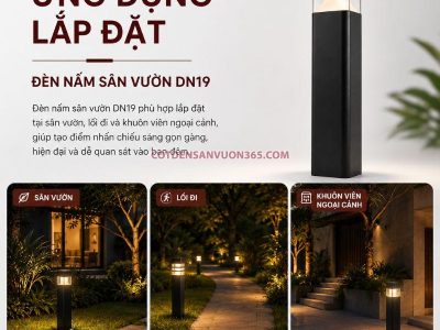 Đèn Nấm Vuông Đầu Nhựa Trong DN19