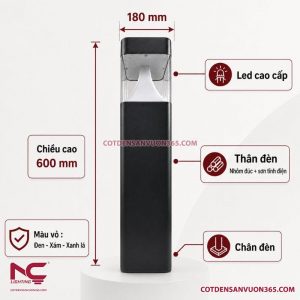 Đèn Nấm Vuông Đầu Nhựa Trong DN19