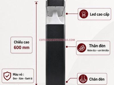 Đèn Nấm Vuông Đầu Nhựa Trong DN19