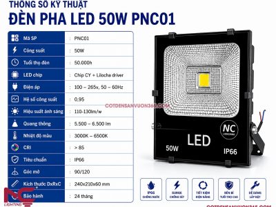Đèn Pha Led PNC-01 P=50W