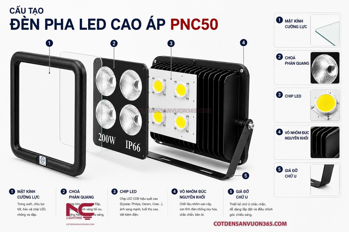 Đèn Pha Led Cao Áp PNC50 11 Đèn Pha Led Cao Áp PNC50
