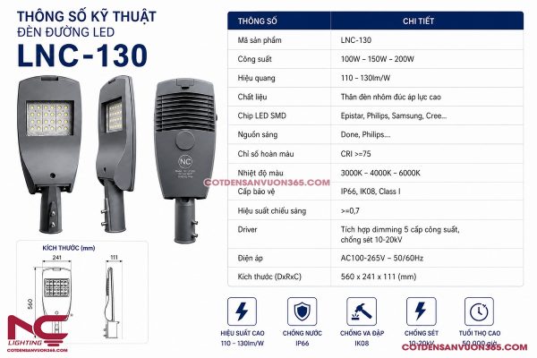 Đèn đường LED cao áp LNC-130