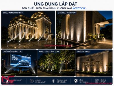 Đèn Chiếu Điểm Thấu Kính Vuông Xám NCCDTKVX