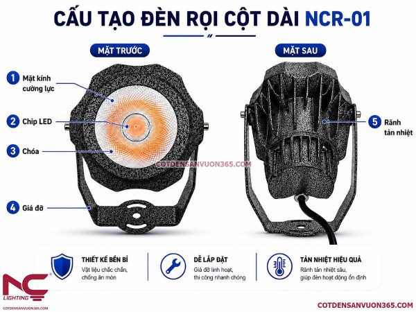 Đèn Rọi Cột Dài NCR-01