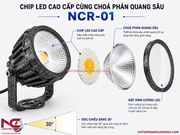 Đèn Rọi Cột Dài NCR-01