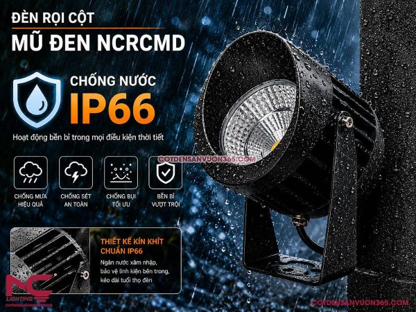 Đèn Rọi Cột Mũ Đen NCRCMD