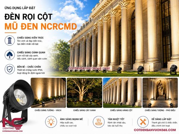 Đèn Rọi Cột Mũ Đen NCRCMD