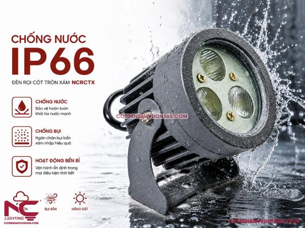 Đèn Rọi Cột Tròn Xám NCRCTX
