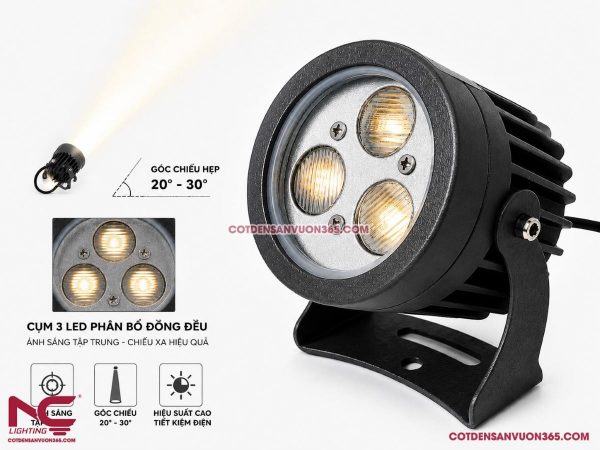 Đèn Rọi Cột Tròn Xám NCRCTX
