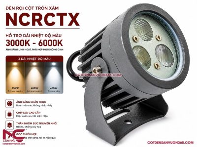 Đèn Rọi Cột Tròn Xám NCRCTX