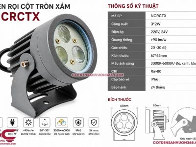 Đèn Rọi Cột Tròn Xám NCRCTX