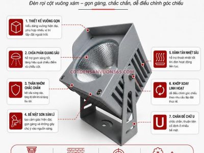 Đèn Rọi Cột Vuông Xám NCRCVX 17 Đèn Rọi Cột Vuông Xám NCRCVX