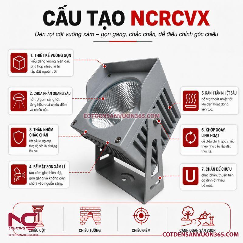 Đèn Rọi Cột Vuông Xám NCRCVX 26 Đèn Rọi Cột Vuông Xám NCRCVX